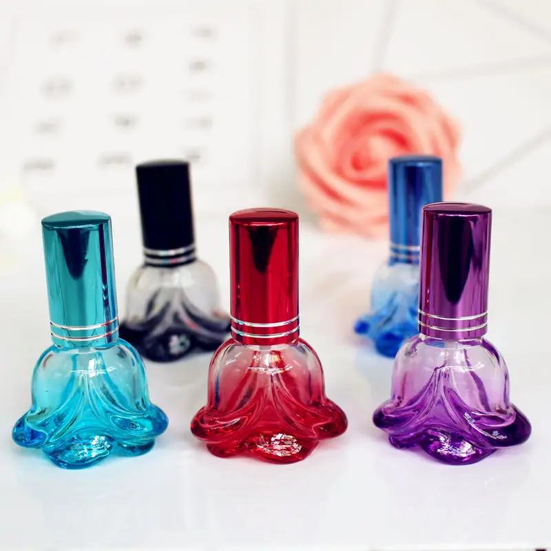 6ml Mini Colorful Rose Shaped Glass Perfume Bottle Parfum Fragrance