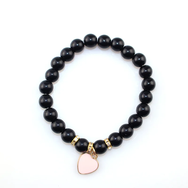 8 мм бусины из натурального камня женские браслеты матовые с черным натуральным камнем бусины розовый кулон любовь леопардовые браслеты для женщин и мужчин