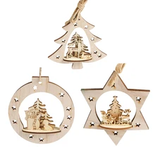 Snowflake Wood Embellishments Rustic Christmas Tree Hanging Ornament Decor for Christmas Holiday Party Home Garden Decor