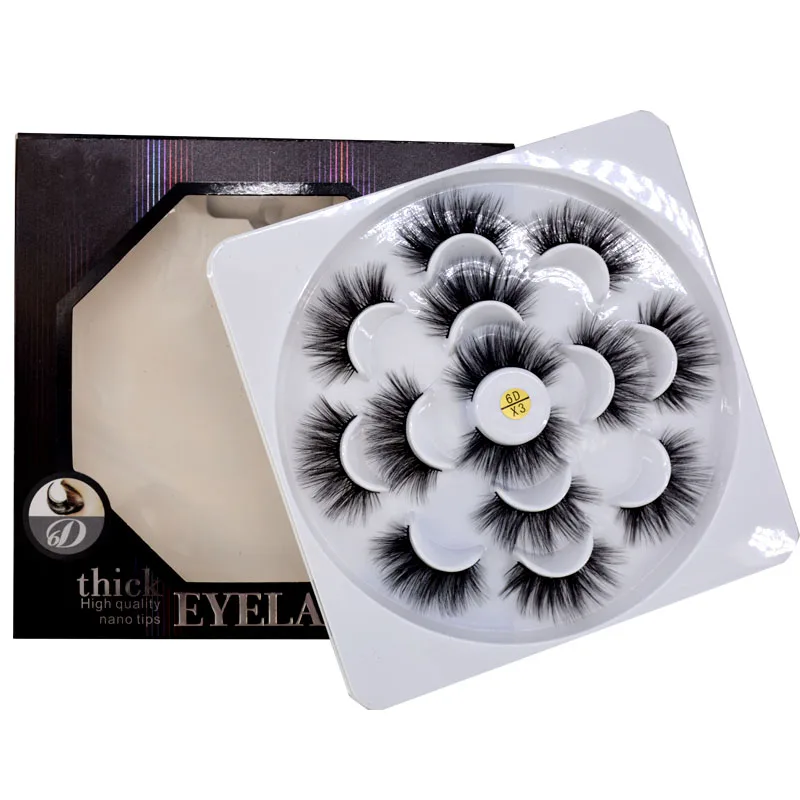 

2019 NEW 12 Styles 7 Pairs Mink Hair False Eyelashes Natural/Thick Long Eye Lashes Wispy Makeup Beauty Extension Tools Wimpers