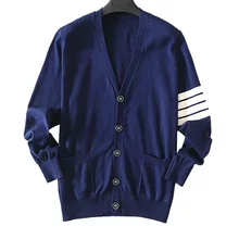 ZHILI мужской кардиган с v-образным вырезом свитер хлопок