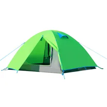 HW2017 NEW arrival New Double Layer Camping Tent 2 Persons 4 Season With Aluminum Support Green