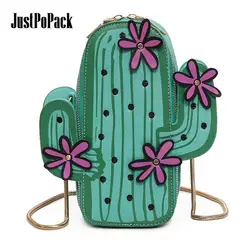 Женская мини-сумка на плечо с аппликацией в виде кактуса, милая сумка через плечо из искусственной кожи с цепочкой для пляжной Вечерние