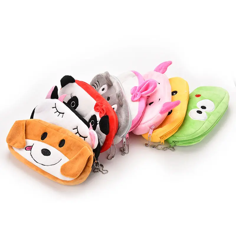 

1PCS Cute Cartoon Plush Coin Bag Case Pouch Pen Pencil Bag Cow Dog Rabbit Fog Pig Panda Duck Design Bag