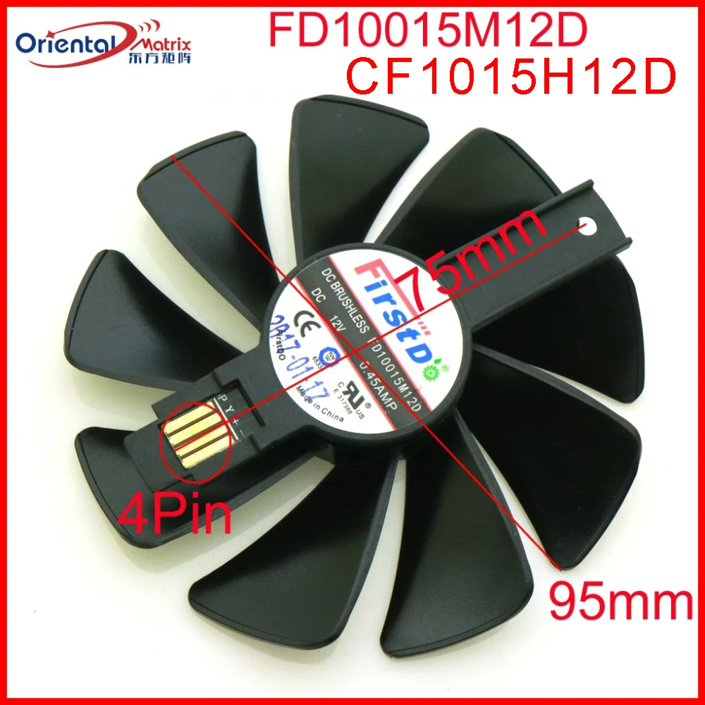 Free Shipping CF1015H12D FD10015M12D 12V 0.45A 95mm VGA Fan For SAPPHIRE RX590 RX580 RX570 RX480 RX470 Graphics Card Cooling Fan