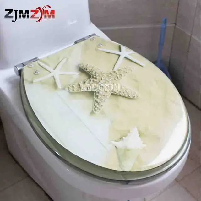 Resin Toilet Seat Cover Stainless Steel Hinges Slow Down Thicken Resin Toilet Seat Cover Stainless Steel Hinges Slow Down Thicken Beautiful Beach Love Painting U