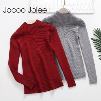 

Jocoo Jolee New 2018 Autumn Fashin Women High Elastic Solid Turtleneck Sweater Women Slim Sexy Tight Bottoming Knitted Pullovers