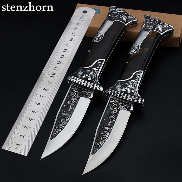 Baratos Stenzhorn 2017 Nuevo cuchillo de fruta al aire libre plegable de autodefensa supervivencia salvaje con sable de alta dureza pequeño para afilado