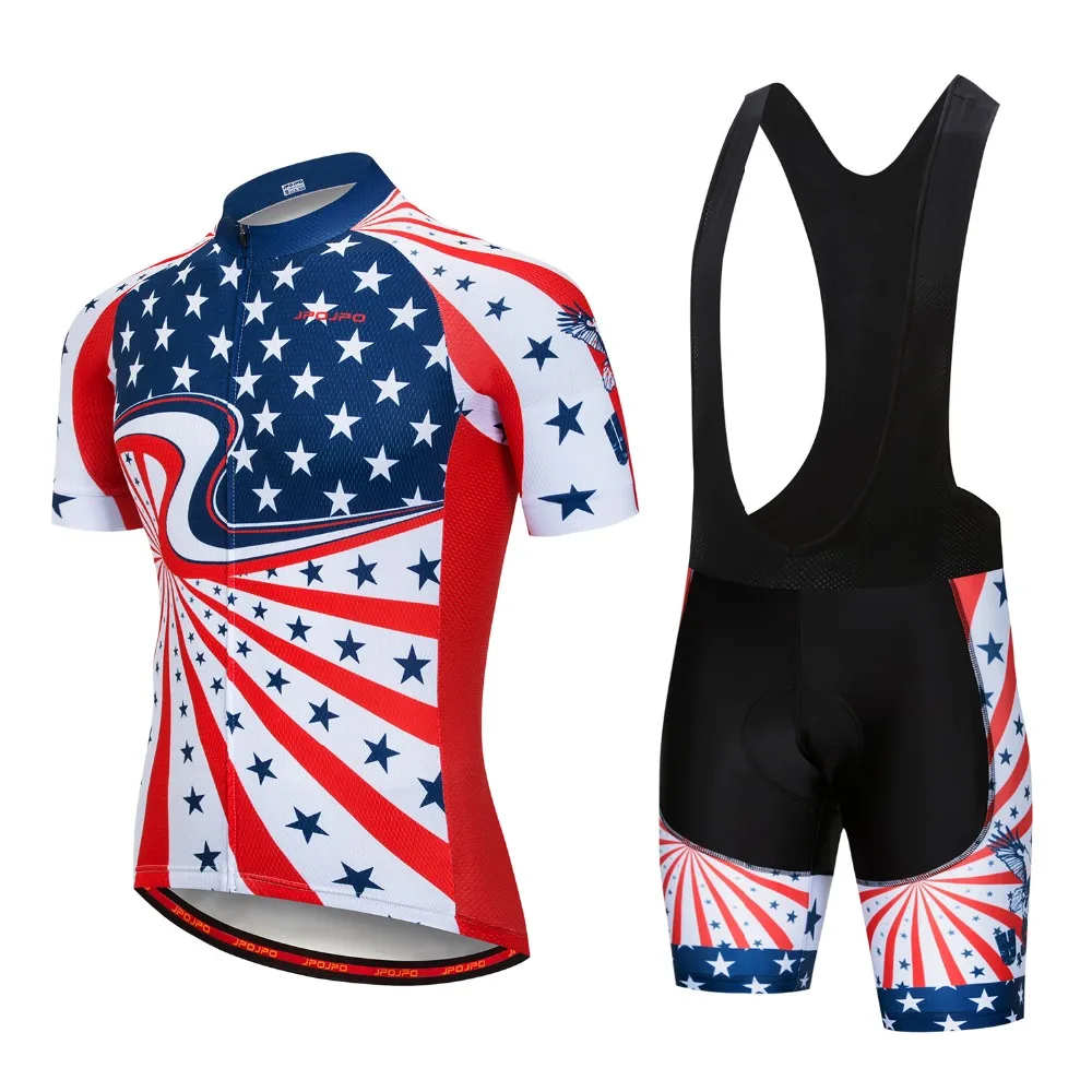 

Summer Cycling Set Men 2021 USA Flag MTB Bike Clothing Bicycle Clothes Maillot Ropa Ciclismo Cycling Jersey Sets Gel Pad Shorts