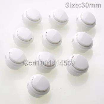 

10 x Easyget 30mm Round Arcade Push Button Replace For Sanwa OBSF-30 OBSN-30 OBSC-30 Push Buttons & PacMan Game - White Color