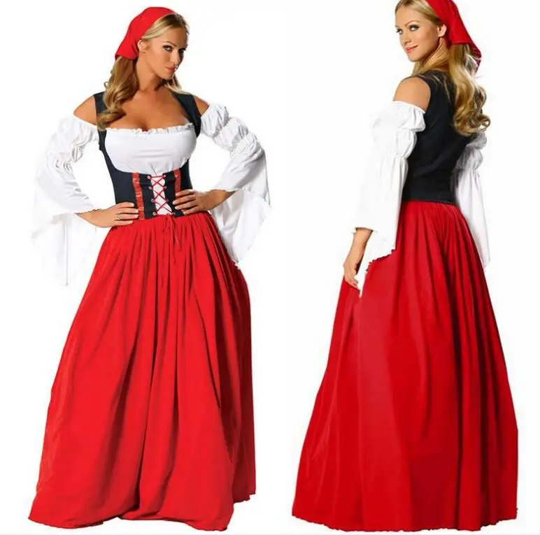 red peasant dress