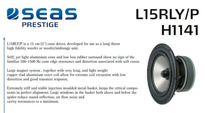SEAS H1141 08 L15RLY/P 5 25 дюйма низкочастотный динамик с алюминиевой раковиной 8 Ом Vas