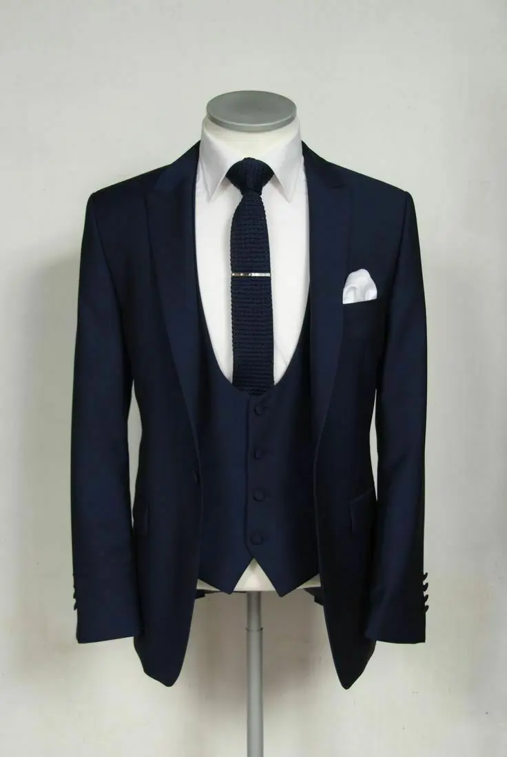 

Navy Blue Groom Tuxedos Wedding Men Suits Formal Best Man Party Business Suit