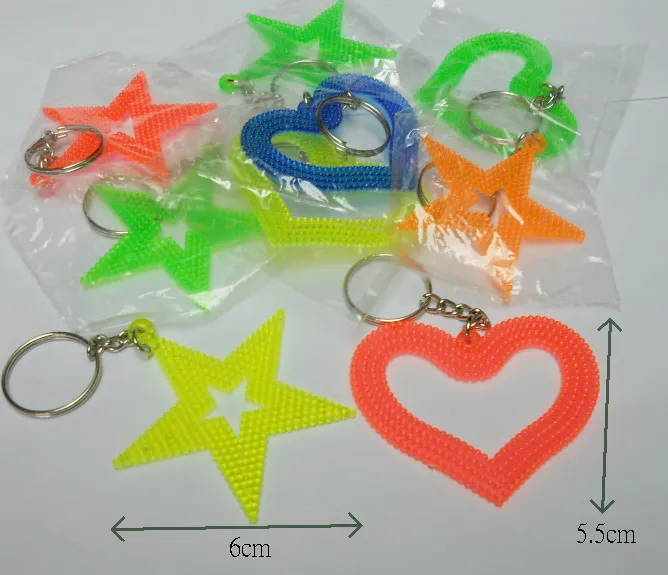 

10X VINTAGE Plastic Star & Heart with keychain Retro Fashion Jewellery Chain clip Bead Girl Kis Room Craft DIY pendant
