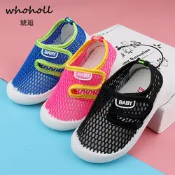 Whoholl новорожденных Для маленьких мальчиков Cartton обувь сетчатые удобные дышащие детские Schoenen первые ходоки мягкой подошве Младенческая