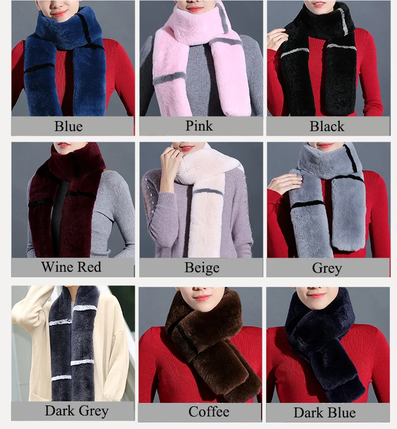 Russian Plus Size100% natural Rabbit Fur scarves Long Real Fur Scarves Female 2018 Winter Scarf For Women  (7)