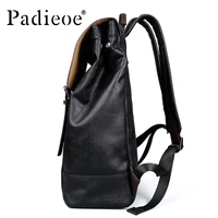 Padieoe men backpack bookbag mens bag genuine leather luxury college back pack fashion waterproof travel luggage bag laptop 5