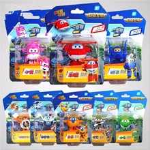 8 pcs/Set Super Wings Action Figure Toys Mini Airplane Robot Superwings Transformation Anime Cartoon Toys For Children Boys Gift