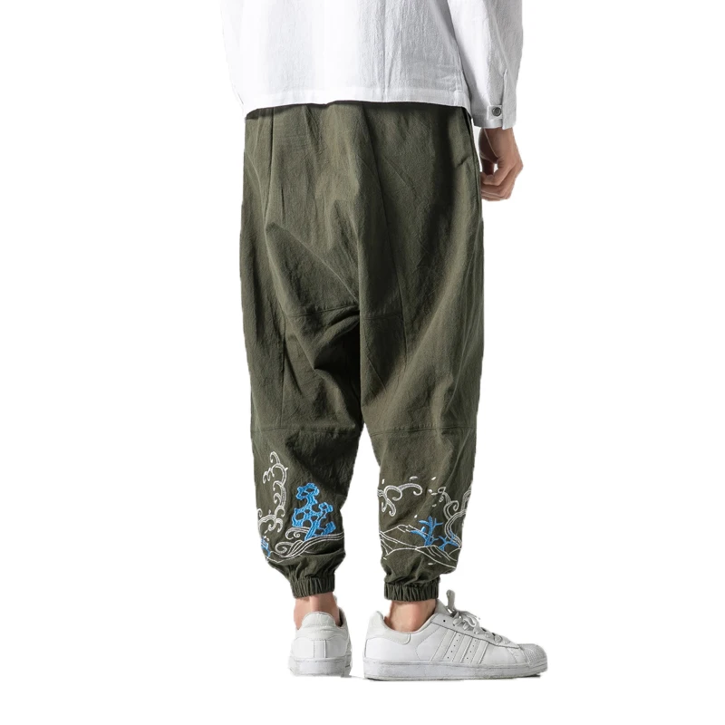 

Men Cotton Linen Harem Pants Mens Jogger Pants 2019 Male Trousers Traditional Casual Track Pants Chinese style Bloomers Trousers