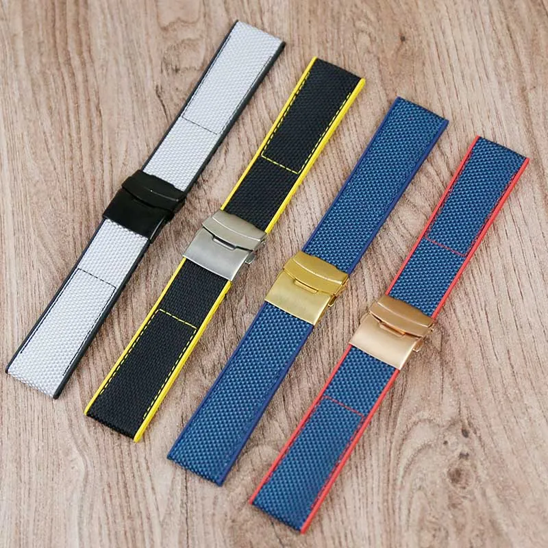

22mm 24mm Men Nylon Strap Watch Accessories Pin Buckle Applicable for Breitling Series Women Sports Waterproof Silicone Strap