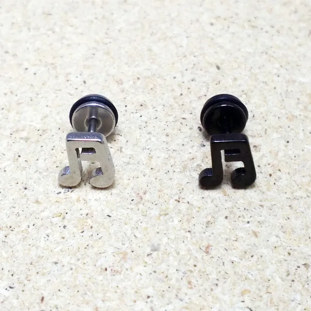 Hot Women Men Music Note Ear Studs Silver Black 316l Stainless Hot Women Men Music Note Ear Studs Silver Black 316l Stainless Steel Small Notes