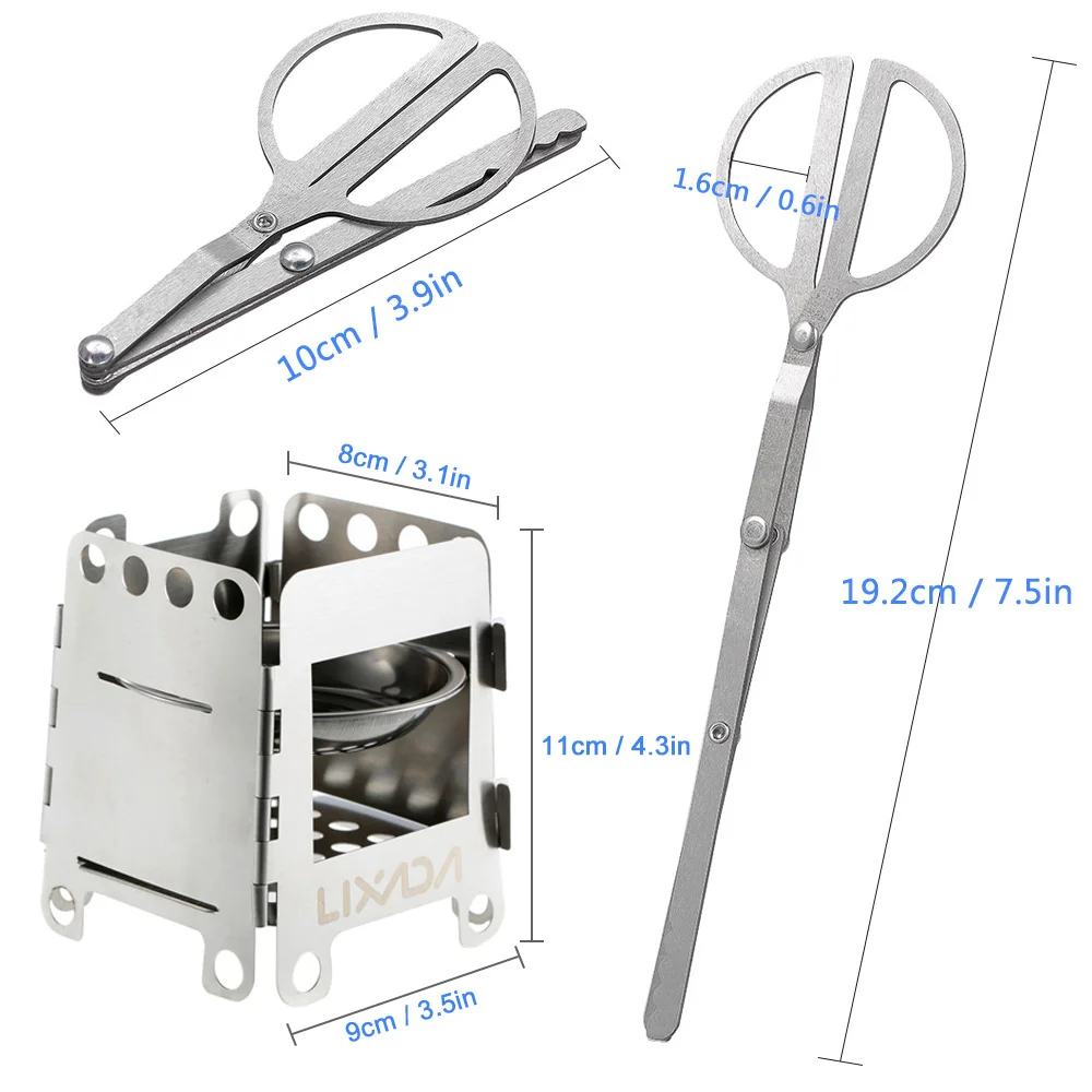 Lixada походная плита для приготовления пищи портативная из нержавеющей стали легкая складная дровяная плита с карманами спиртовая печь - Цвет: Stove and Grabber