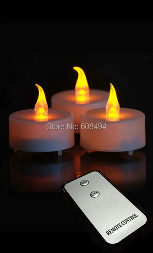 Battery operated LED AMBER Flicker Candles With Remote Control clear flamelessTealight lamp Home Wedding Party Decor-480pcs/lot | Дом и сад