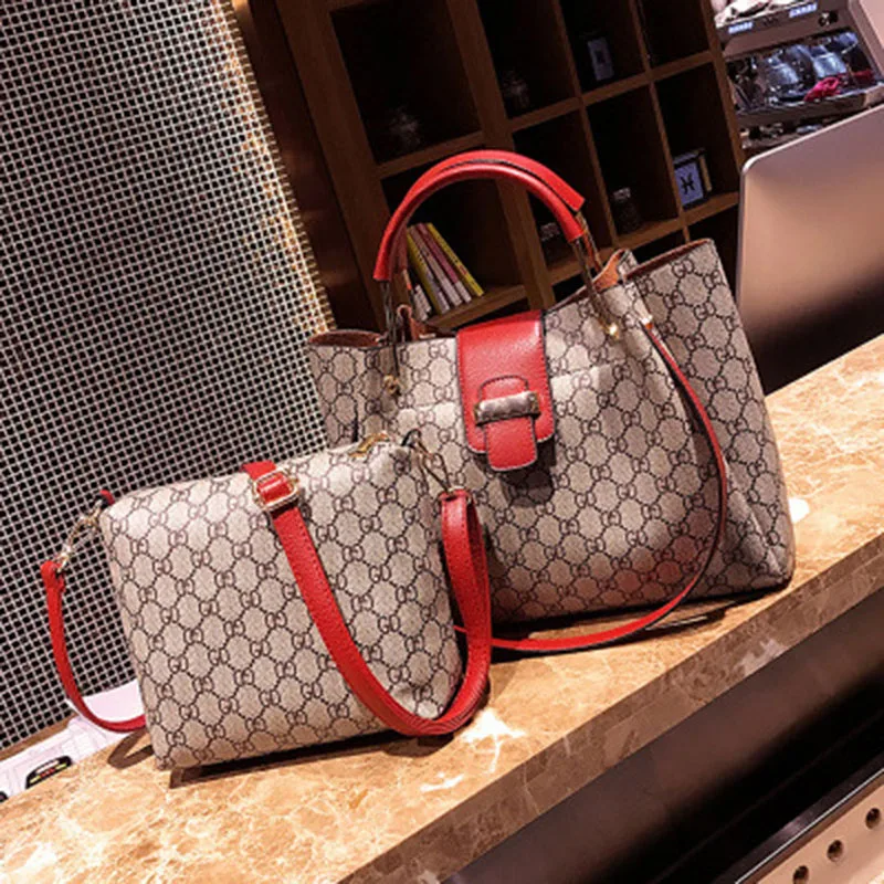 

RURU monkey 2Pcs Women Bag 2019 Large Capacity Combination Bag Women Multifunctiona Travel Handbag Geometric Child-Mother Bag