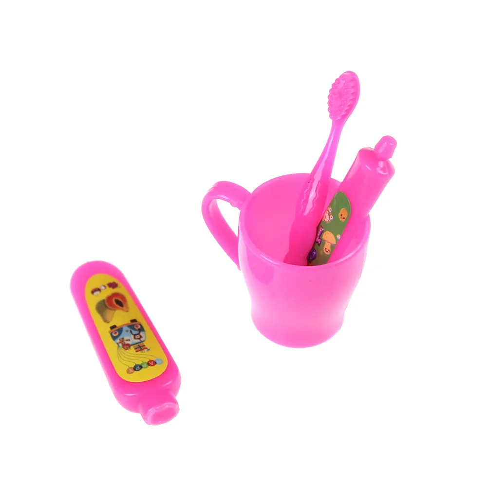 

1SET Toothpaste Tube Toothbrush Bathroom For Barbie Dolls Accessories Little Girls Gifts Play House Toys