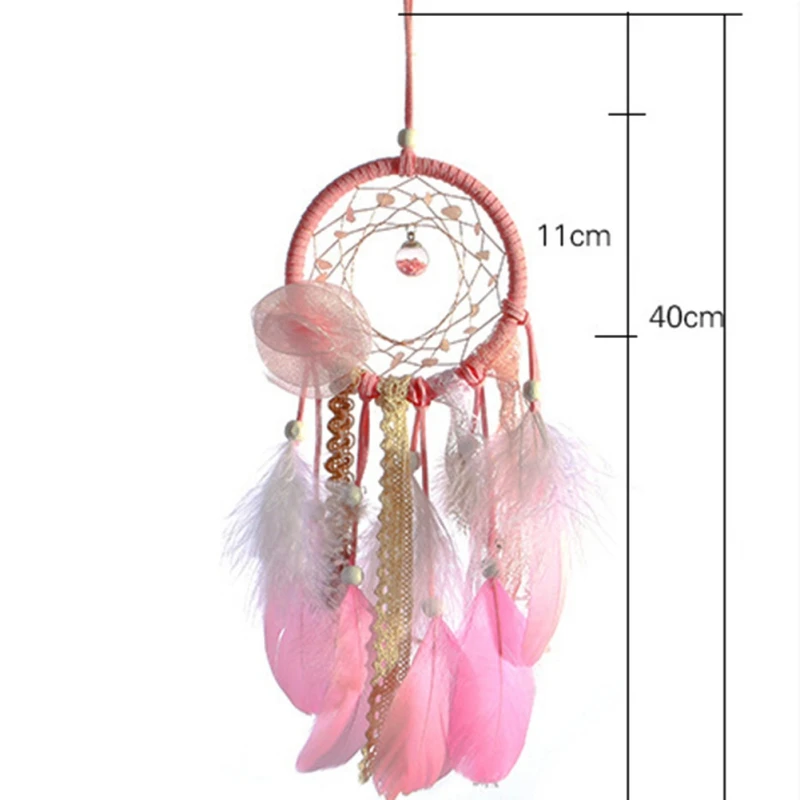Dream Catcher Wind Chimes Handmade Dreamcatcher Feathers Night Light Decorations Car Wall Room Hanging