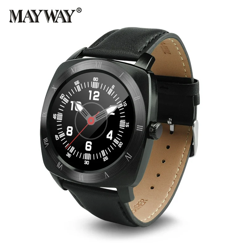 

New 2017 Men Business Watch SmartWatch Pedometer Heart Rate Leather Remote Answer Wristwatch Waterproof English Russian