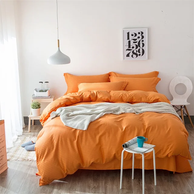 Solid Colored Yellow Green Blue Pink White Orange Striped Bedding