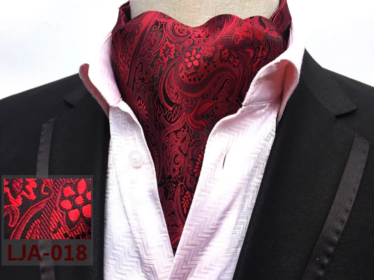 Cravat Ascot Neck-tie Polka Dot Paisley Silk Ties Red Bule Fashion British gentleman scarf Cravat Suit for Men Business Party