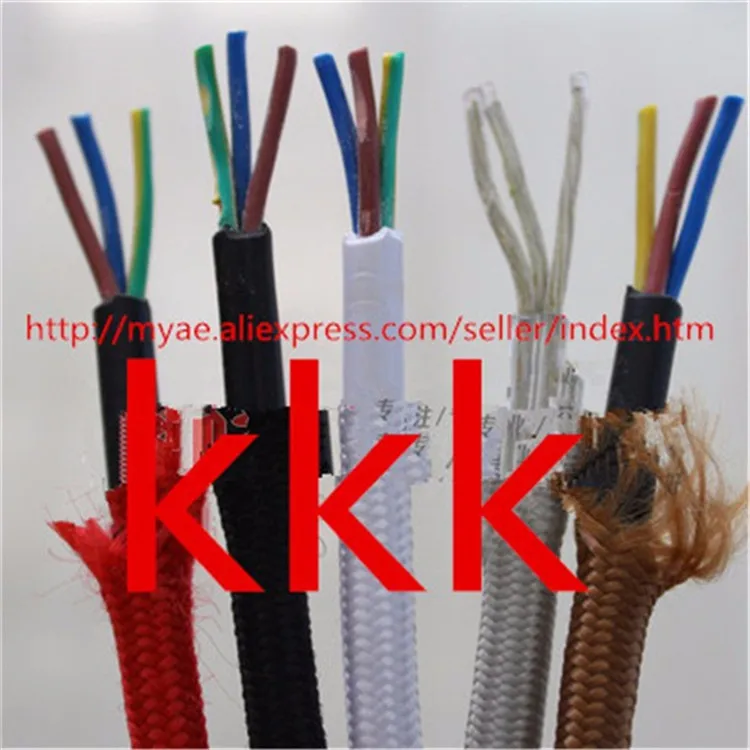 10m lot 3 cores colors fabric wire 30.75mm cable retro textile w (2)