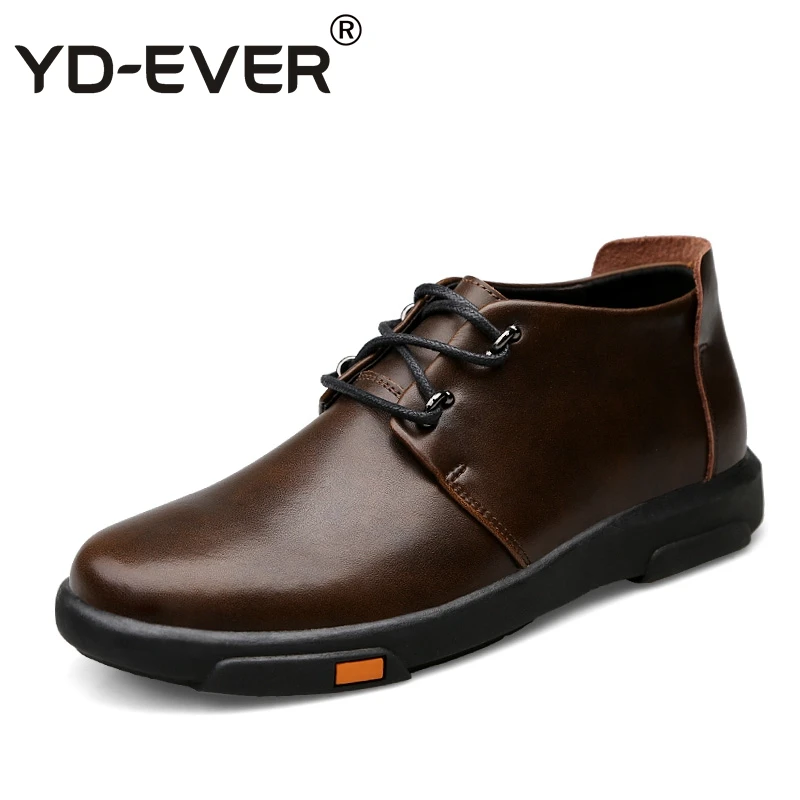 YD EVER genuine leather men boots Waterproof casual shoes plus size