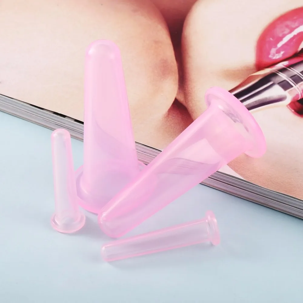 4pcs/set Silicone Vacuum Cupping Cans For Massage Slimming Detoxification Beauty Body Facial Therapy Massager Health Care Tool