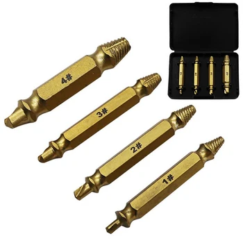 

4 pc High Speed Steel S2 Double Head Broken Screw Extractor Titanium-plated Dismantling Tool Screwdriver Bits