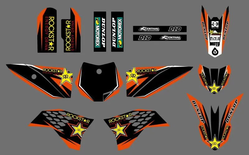 

0549 Star (ORANGE&BLACK )New style Team DECALS STICKERS Graphics Kits For KTM 50 SX 2009 2010 2011 2012 2013