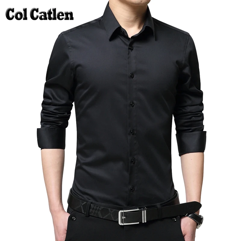 2018 Social Shirts Men Long Sleeve Dress Shirt Chino Cotton Blouse ...