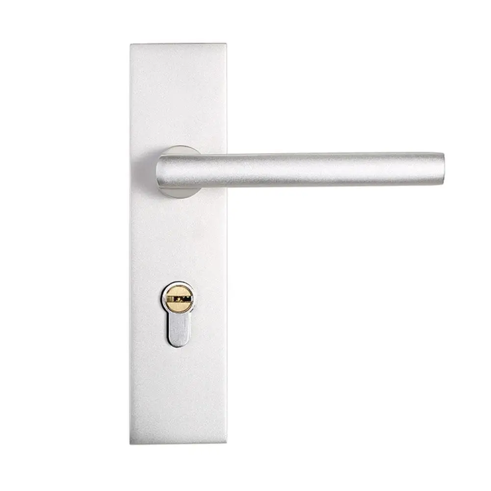 

Indoor Aluminum Alloy Door Handle Front Back Lever Lock Cylinder + Keys