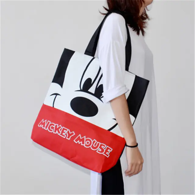 Disney cartoon Mickey mouse Women's canvas bag shoulder High capacity portable cartoon bag for shopping handbags 4
