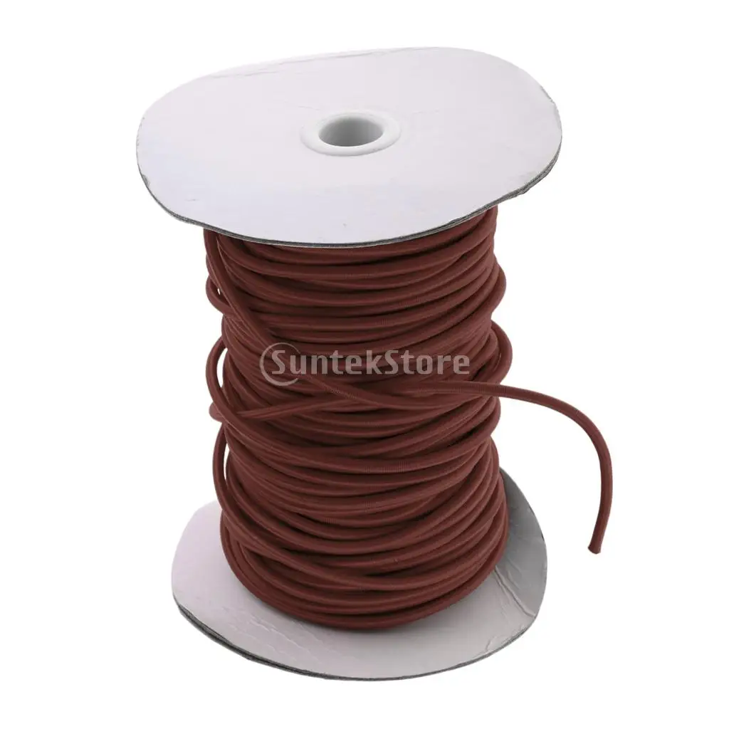 Coffee Color 0.5m - 100m 3mm Marine Elastic Bungee Rope Shock Cord - Car Truck Roof Racks Trailers Boats Kayaks Tie Down