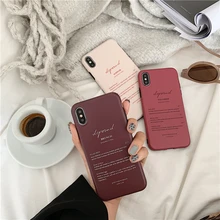 Роскошный бордовый чехол для телефона с буквенным принтом для iphone X, чехол для iphone 6S 6, 7, 8 Plus, XR, XS MAX, задняя крышка в стиле ретро, мягкий чехол IMD для девочек