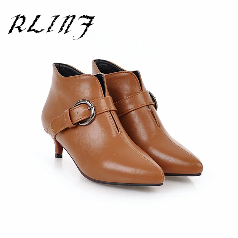 Vendimia Romano Cinturón Beige Bajo Tacón negro Hebilla Señaló Y Botines marrón Rlinf Bt1qwxadnB