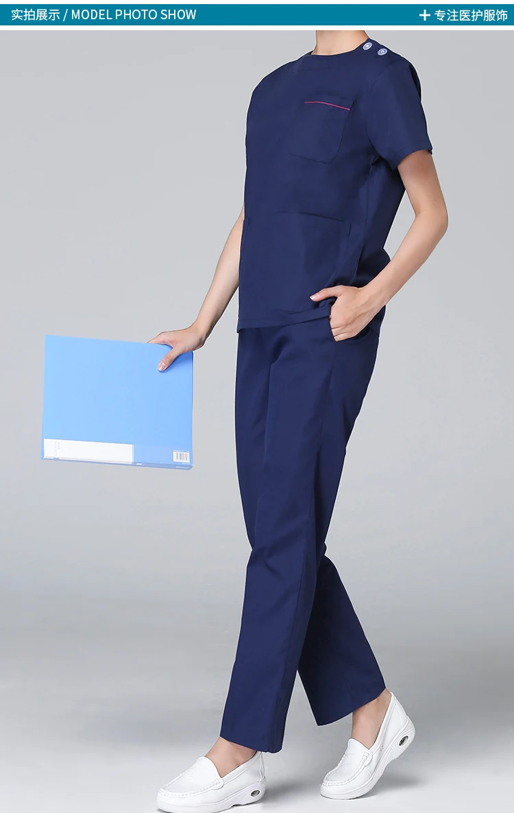 Медицинская Униформа с коротким рукавом для медсестры, хирургический костюм с v-образным вырезом, женская одежда, больничный салон красоты, комбинезоны, Топы+ штаны