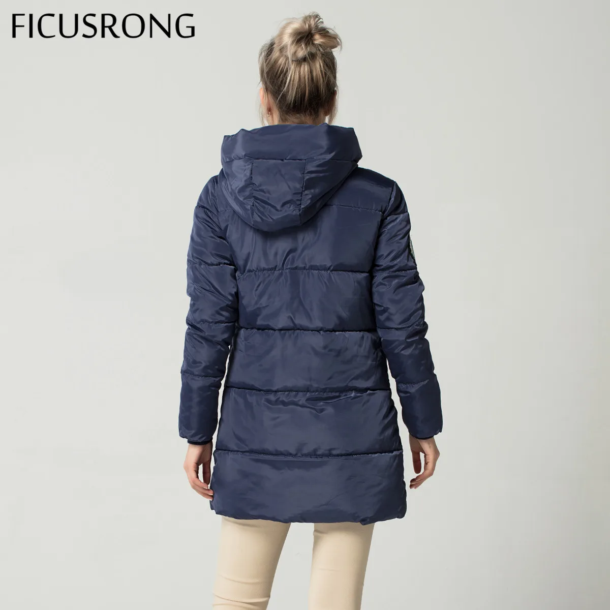 New Long Basic Jacket Female Women Winter Hooded Coat Thick Cotton Jacket Womens Outerwear Tops casaco feminino FICUSRONG 2018