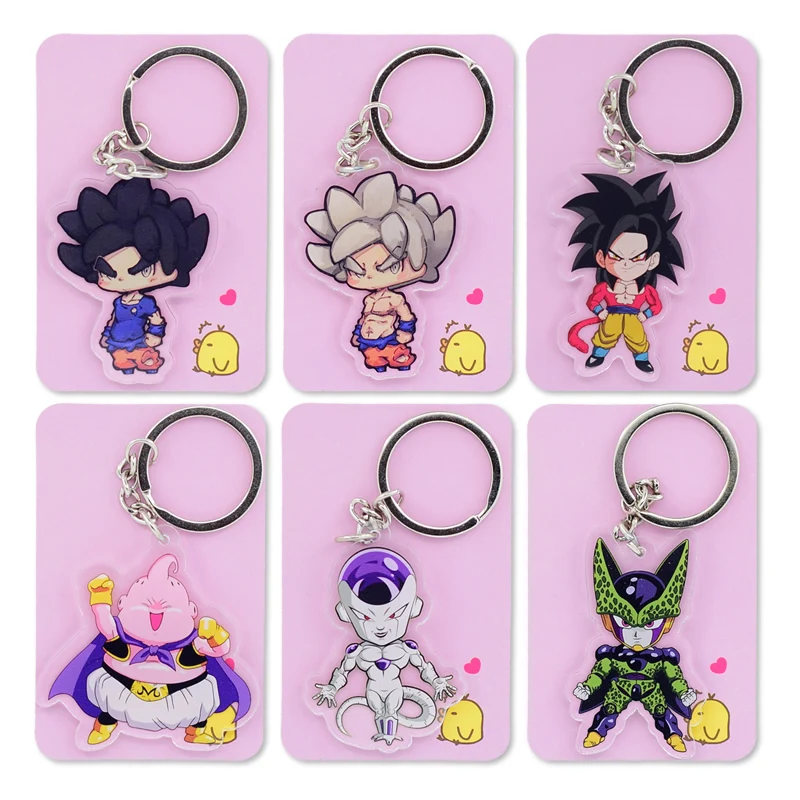 

Dragon Ball Z GT Double Sided Clear Keychain Goku/Cell Super Saiyan Key Chain Hot Sale Custom made Anime Key Ring PCB155-161