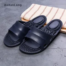 Новинка, обувь в сдержанном стиле, Ванная комната Мужские Тапочки Бытовая из быстросохнущего и домашние шлепанцы с массажной мягкой стелькой на плоской подошве, из ЭВА и устойчивой нескользящей подошвой мужские туфли без задника;