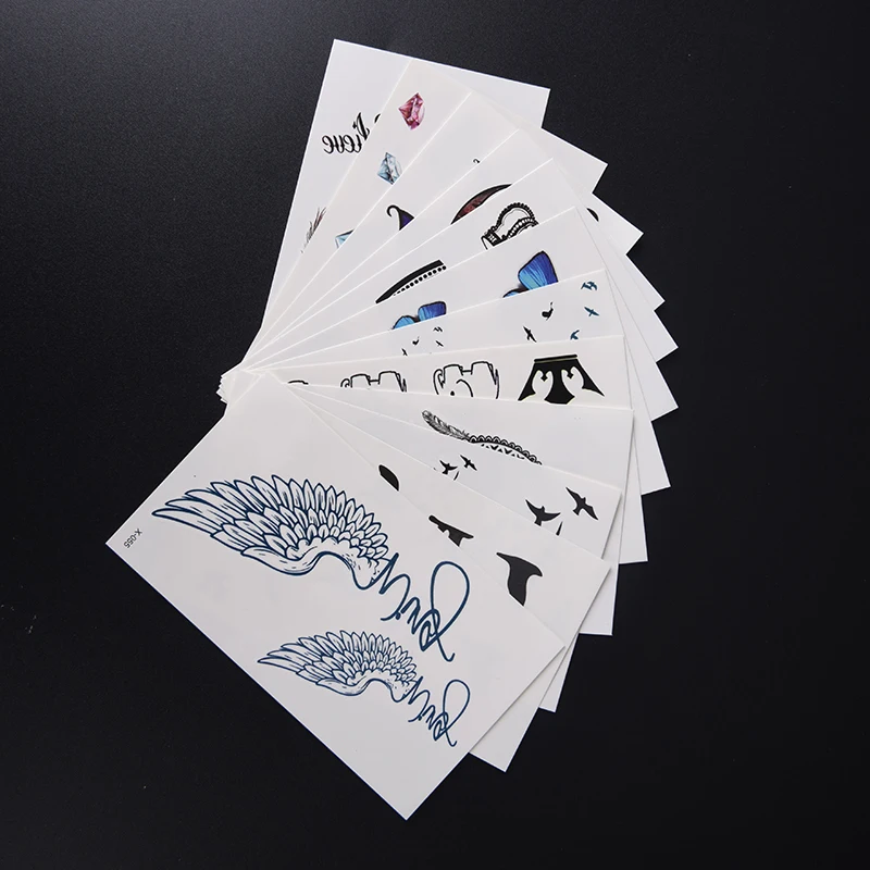 

1 sheet crown/feather/diamond /swallow Tattoo Waterfproof Fake Temporary Tattoo Sticker Body Cat Star Infinity Bird Tattoo Small
