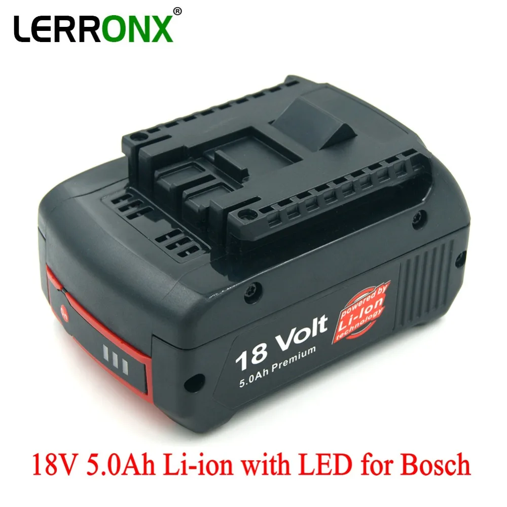 

LERRONX 5.0Ah 18V Li ion Replacement battery for Bosch Cordless Drill BAT622 BAT619G BAT609 BAT618 BAT621 Rechargeable bateria